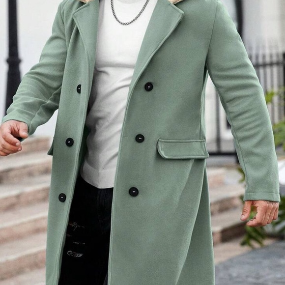 SHEIN Other - SHEIN Men's Sage Green Trench Coat